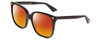 Profile View of GUCCI GG0022S Designer Polarized Sunglasses with Custom Cut Red Mirror Lenses in Gloss Black Gold Logo Ladies Cateye Full Rim Acetate 57 mm