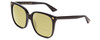 Profile View of GUCCI GG0022S Designer Polarized Reading Sunglasses with Custom Cut Powered Sun Flower Yellow Lenses in Gloss Black Gold Logo Ladies Cateye Full Rim Acetate 57 mm