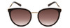 Front View of GUCCI GG0077SK Ladies Cateye Sunglasses Black Gold Logo/Grey Smoke Gradient 56mm