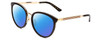 Profile View of GUCCI GG0077SK Designer Polarized Sunglasses with Custom Cut Blue Mirror Lenses in Gloss Black Gold Logo Ladies Cateye Full Rim Acetate 56 mm