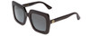 Profile View of GUCCI GG0328S Women's Square Sunglasses Black Gold Logo/Grey Smoke Gradient 53mm