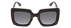 Front View of GUCCI GG0328S Women's Square Sunglasses Black Gold Logo/Grey Smoke Gradient 53mm