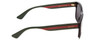 Side View of GUCCI GG0340S Men's Retro Sunglasses Gloss Black Red Stripe Green Gold/Grey 58mm