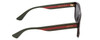 Side View of GUCCI GG0341S Unisex Retro Sunglasses Black Red Stripe Green/Polarized Grey 56mm