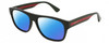 Profile View of Gucci GG0341S Designer Polarized Reading Sunglasses with Custom Cut Powered Blue Mirror Lenses in Gloss Black Red Green Unisex Panthos Full Rim Acetate 56 mm
