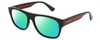 Profile View of Gucci GG0341S Designer Polarized Reading Sunglasses with Custom Cut Powered Green Mirror Lenses in Gloss Black Red Green Unisex Panthos Full Rim Acetate 56 mm