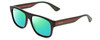 Profile View of GUCCI GG0341S Designer Polarized Reading Sunglasses with Custom Cut Powered Green Mirror Lenses in Gloss Black Red Stripe Green Gold Unisex Retro Full Rim Acetate 56 mm