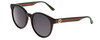 Profile View of GUCCI GG0416SK Women's Round Sunglasses in Black Red Stripe Green Gold/Grey 55mm