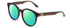 Profile View of GUCCI GG0416SK Designer Polarized Reading Sunglasses with Custom Cut Powered Green Mirror Lenses in Gloss Black Red Stripe Green Gold Ladies Round Full Rim Acetate 55 mm