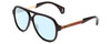 Profile View of GUCCI GG0463S Designer Blue Light Blocking Eyeglasses in Gloss Black Red Stripe Gold Unisex Aviator Full Rim Acetate 58 mm