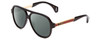 Profile View of GUCCI GG0463S Designer Polarized Sunglasses with Custom Cut Smoke Grey Lenses in Gloss Black Red Stripe Gold Unisex Aviator Full Rim Acetate 58 mm