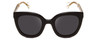 Front View of GUCCI GG0564S Women Cateye Sunglasses in Gloss Black Crystal Gold/Grey Blue 51mm