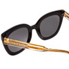 Close Up View of GUCCI GG0564S Women Cateye Sunglasses in Gloss Black Crystal Gold/Grey Blue 51mm