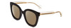 Profile View of GUCCI GG0564S Designer Polarized Sunglasses with Custom Cut Amber Brown Lenses in Gloss Black Crystal Gold Ladies Cateye Full Rim Acetate 51 mm