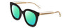 Profile View of GUCCI GG0564S Designer Polarized Reading Sunglasses with Custom Cut Powered Green Mirror Lenses in Gloss Black Crystal Gold Ladies Cateye Full Rim Acetate 51 mm