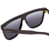 Close Up View of GUCCI GG0582S Mens Square Designer Sunglasses in Gloss Black Gold Logo/Grey 61mm