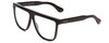 Profile View of GUCCI GG0582S Designer Blue Light Blocking Eyeglasses in Gloss Black Gold Logo Mens Square Full Rim Acetate 61 mm