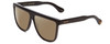Profile View of GUCCI GG0582S Designer Polarized Sunglasses with Custom Cut Amber Brown Lenses in Gloss Black Gold Logo Mens Square Full Rim Acetate 61 mm
