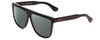 Profile View of GUCCI GG0582S Designer Polarized Sunglasses with Custom Cut Smoke Grey Lenses in Gloss Black Gold Logo Mens Square Full Rim Acetate 61 mm