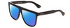 Profile View of GUCCI GG0582S Designer Polarized Sunglasses with Custom Cut Blue Mirror Lenses in Gloss Black Gold Logo Mens Square Full Rim Acetate 61 mm