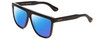 Profile View of GUCCI GG0582S Designer Polarized Reading Sunglasses with Custom Cut Powered Blue Mirror Lenses in Gloss Black Gold Logo Mens Square Full Rim Acetate 61 mm