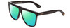Profile View of GUCCI GG0582S Designer Polarized Reading Sunglasses with Custom Cut Powered Green Mirror Lenses in Gloss Black Gold Logo Mens Square Full Rim Acetate 61 mm