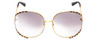 Front View of GUCCI GG0595S Round Semi-Rimless Sunglasses Black/Violet Grey Blue Gradient 64mm