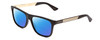 Profile View of GUCCI GG0687S Designer Polarized Reading Sunglasses with Custom Cut Powered Blue Mirror Lenses in Gloss Black Gold Matte Mens Retro Full Rim Acetate 57 mm