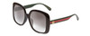 Profile View of GUCCI GG0714SA Ladies Oversized Sunglasses in Black Red/Grey Smoke Gradient 56mm