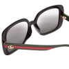 Close Up View of GUCCI GG0714SA Ladies Oversized Sunglasses in Black Red/Grey Smoke Gradient 56mm