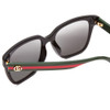 Close Up View of GUCCI GG0715SA Ladies Square Sunglasses Black Red Green/Grey Smoke Gradient 53mm