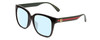 Profile View of GUCCI GG0715SA Designer Blue Light Blocking Eyeglasses in Gloss Black Red Stripe Green Gold Logo Ladies Square Full Rim Acetate 53 mm