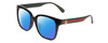 Profile View of GUCCI GG0715SA Designer Polarized Sunglasses with Custom Cut Blue Mirror Lenses in Gloss Black Red Stripe Green Gold Logo Ladies Square Full Rim Acetate 53 mm