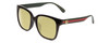 Profile View of GUCCI GG0715SA Designer Polarized Reading Sunglasses with Custom Cut Powered Sun Flower Yellow Lenses in Gloss Black Red Stripe Green Gold Logo Ladies Square Full Rim Acetate 53 mm