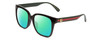 Profile View of GUCCI GG0715SA Designer Polarized Reading Sunglasses with Custom Cut Powered Green Mirror Lenses in Gloss Black Red Stripe Green Gold Logo Ladies Square Full Rim Acetate 53 mm