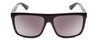 Front View of GUCCI GG0748S Mens Square Designer Sunglasses in Gloss Black Gold Logo/Grey 58mm