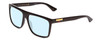 Profile View of GUCCI GG0748S Designer Blue Light Blocking Eyeglasses in Gloss Black Gold Logo Mens Square Full Rim Acetate 58 mm