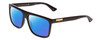 Profile View of GUCCI GG0748S Designer Polarized Reading Sunglasses with Custom Cut Powered Blue Mirror Lenses in Gloss Black Gold Logo Mens Square Full Rim Acetate 58 mm