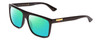 Profile View of GUCCI GG0748S Designer Polarized Reading Sunglasses with Custom Cut Powered Green Mirror Lenses in Gloss Black Gold Logo Mens Square Full Rim Acetate 58 mm