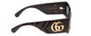 Side View of GUCCI GG0811S Ladies Rectangle Designer Sunglasses in Gloss Black Gold/Grey 53mm