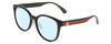 Profile View of GUCCI GG0854SK Designer Blue Light Blocking Eyeglasses in Gloss Black Red Stripe Green Gold Logo Ladies Cateye Full Rim Acetate 56 mm