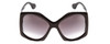 Front View of GUCCI GG0875S Ladies Hexagon Sunglasses Black Gold Logo/Grey Smoke Gradient 62mm