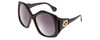 Profile View of GUCCI GG0875S Ladies Hexagon Sunglasses Black Gold Logo/Grey Smoke Gradient 62mm