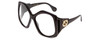 Profile View of GUCCI GG0875S Designer Reading Eye Glasses with Custom Cut Powered Lenses in Gloss Black Gold Logo Hexagon Ladies Oversized Full Rim Acetate 62 mm