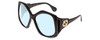 Profile View of GUCCI GG0875S Designer Progressive Lens Blue Light Blocking Eyeglasses in Gloss Black Gold Logo Hexagon Ladies Oversized Full Rim Acetate 62 mm