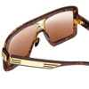 Close Up View of GUCCI GG0900S Unisex Oversized .5-Rimless Sunglasses Tortoise Havana/Brown 60 mm