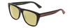 Profile View of GUCCI GG0926S Designer Polarized Reading Sunglasses with Custom Cut Powered Sun Flower Yellow Lenses in Gloss Black Red Stripe Green Gold Logo Mens Retro Full Rim Acetate 57 mm