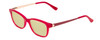 Profile View of Guess GU9177 Designer Polarized Reading Sunglasses with Custom Cut Powered Sun Flower Yellow Lenses in Crystal Pink Red Ladies Cateye Full Rim Acetate 47 mm