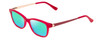 Profile View of Guess GU9177 Designer Polarized Reading Sunglasses with Custom Cut Powered Green Mirror Lenses in Crystal Pink Red Ladies Cateye Full Rim Acetate 47 mm