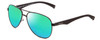 Profile View of Timberland TB9137 Designer Polarized Reading Sunglasses with Custom Cut Powered Green Mirror Lenses in Black Gunmetal Unisex Aviator Full Rim Metal 60 mm